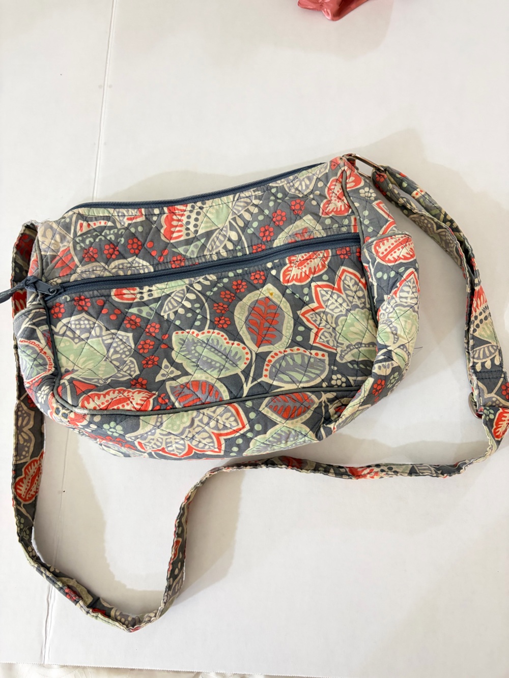 Vera Bradley Quilted Floral Crossbody Bag in coral n mint
